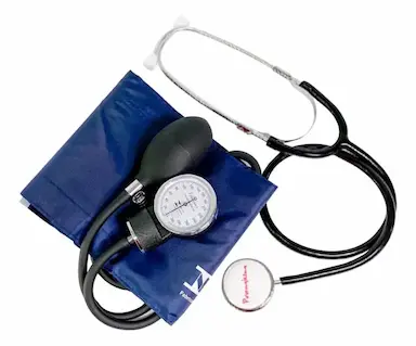 KIT ESFIGMOMANôMETRO APARELHO DE PRESSãO + ESTETOSCóPIO AZUL