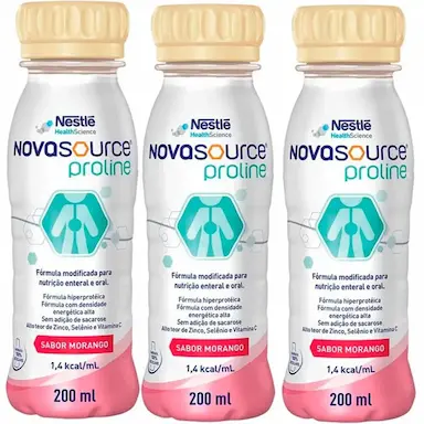 KIT 3X NOVASOURCE PROLINE - MORANGO - 200ML CADA - NESTLé