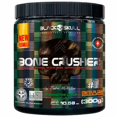 PRE TREINO BONE CRUSHER - NOVA FORMULA - 300G - LIMãO - BLACK SKULL