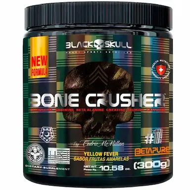 PRE TREINO BONE CRUSHER - NOVA FORMULA - 300G - FRUTAS AMARELAS - BLACK SKULL