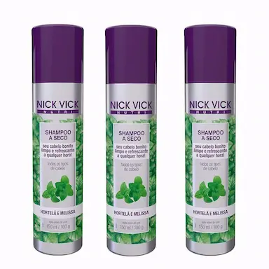 KIT 3 SHAMPOO A SECO HORTELÃ E MELISSA NICK VICK NUTRI 150ML