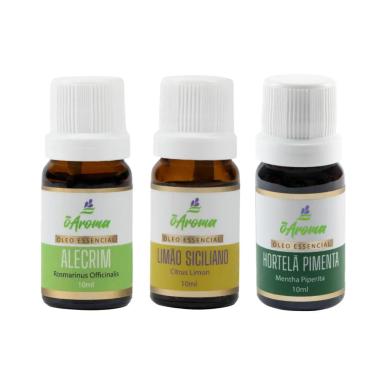 KIT ÓLEO ESSENCIAL 100% PURO FOCO ENERGIA MEMóRIA COM BRINDE