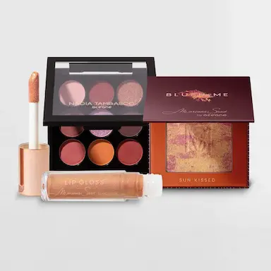 KIT PALETA DE SOMBRAS TO GO FIRE + BLUSH SUN KISSED + BRILHO LABIAL SUNSET (3 PRODUTOS)