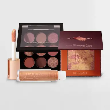 KIT PALETA DE SOMBRAS TO GO NUDE + BLUSH SUN KISSED + BRILHO LABIAL SUNSET (3 PRODUTOS)
