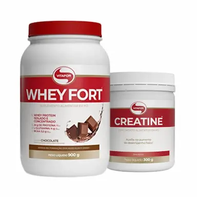 KIT WHEY FORT CHOCOLATE 900G + CREATINE 300G VITAFOR