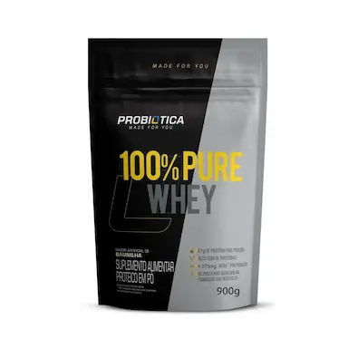 100% PURE WHEY NOVA FóRMULA - 900G REFIL BAUNILHA - PROBIóTICA