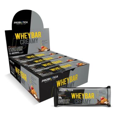 WHEY BAR CREAMY - 12 UNIDADES 38G TORTA DE MAçA - PROBIóTICA