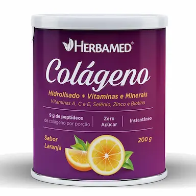 COLáGENO HIDROLISADO + VITAMINAS E MINERAIS - 200G LARANJA - HERBAMED