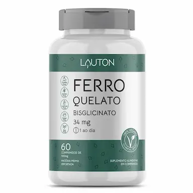 FERRO QUELATO BISGLICINATO - 60 COMPRIMIDOS - LAUTON NUTRITION