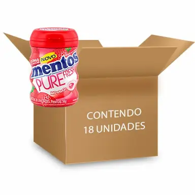MENTOS POTE PURE FRESH MORANGO CONTENDO 18 FRASCOS