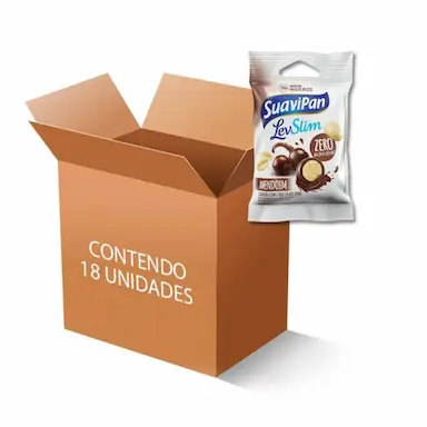 DRAGEADOS ZERO AçúCAR AMENDOIM COBERTO COM CHOCOLATE SUAVIPAN CONTENDO 18 PACOTES DE 40G CADA
