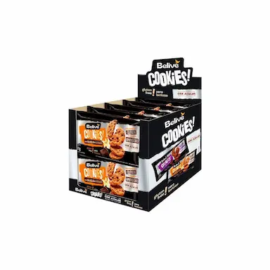 COOKIES BELIVE ZERO LACTOSE, AçúCAR E GLúTEN BAUNILHA COM CHOCOLATE 10 PCTS DE 67G CADA