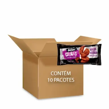COOKIES BELIVE ZERO LACTOSE, AçúCAR E GLúTEN DOUBLE CHOCOLATE 10 PCTS DE 67G CADA