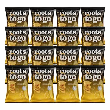 CHIPS DE BATATA-DOCE MOSTARDA DIJON ROOTS TO GO CONTENDO 16 PACOTES DE 45G CADA