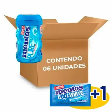 MENTOS POTãO PURE FRESH MINT ZERO AçúCAR CONTENDO 6 FRASCOS DE 92G CADA - GANHE 1 UND MENTOS PURE FRUIT