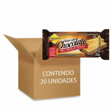 BISCOITO WAFER ZERO LACTOSE E AçúCAR CHOCOLATE LOWçUCAR CONTENDO 20 UNIDADES DE 22G CADA