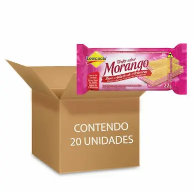 BISCOITO WAFER ZERO LACTOSE E AçúCAR MORANGO LOWçUCAR CONTENDO 20 UNIDADES DE 22G CADA