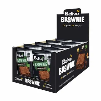BROWNIE SEM GLúTEN, ZERO AçúCAR BELIVE CHOCOLATE COM MENTA CONTENDO 10 UNIDADES