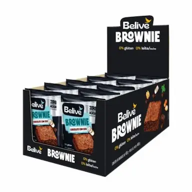 BROWNIE ZERO GLúTEN, ZERO AçúCAR BELIVE CHOCOLATE COM COCO CONTENDO 10 UNIDADES