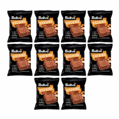 BROWNIE ZERO GLúTEN, ZERO LACTOSE BELIVE CARAMELO E CASTANHA DO BRASIL CONTENDO 10 UNIDADES