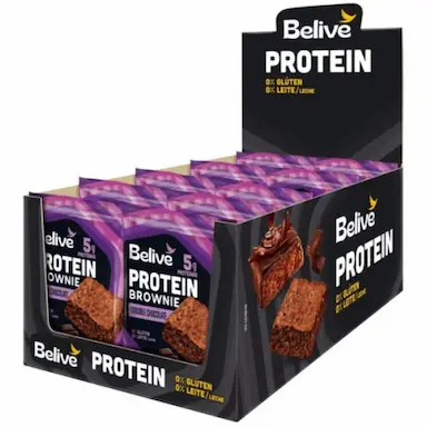 BROWNIE BELIVE 5G PROTEIN DOUBLE CHOCOLATE SEM GLúTEN CONTENDO 10 UNIDADES DE 40G CADA