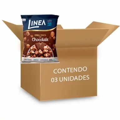 PIPOCA ZERO AçúCAR LINEA CHOCOLATE CONTENDO 3 PACOTES DE 50G CADA