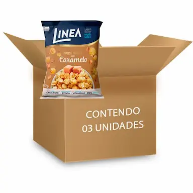 PIPOCA ZERO AçúCAR LINEA CARAMELO CONTENDO 3 PACOTES DE 50G CADA