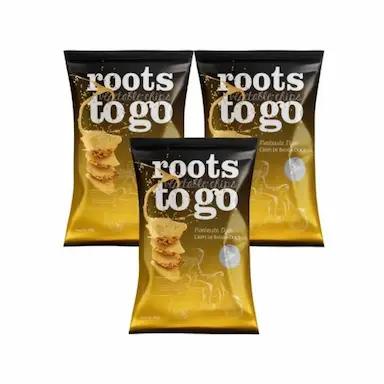 CHIPS DE BATATA-DOCE MOSTARDA DIJON ROOTS TO GO CONTENDO 3 PACOTES DE 45G CADA