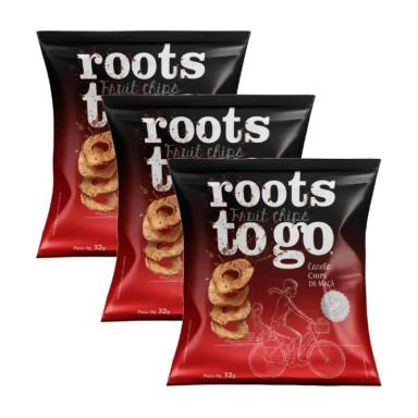 CHIPS DE MAçã COM CANELA ROOTS TO GO CONTENDO 3 PACOTES DE 32G CADA