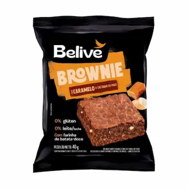 BROWNIE ZERO GLúTEN, ZERO LACTOSE BELIVE CARAMELO E CASTANHA DO BRASIL UNIDADE