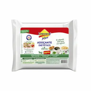 ADOçANTE LOWçUCAR PLUS COM STéVIA FORNO E FOGãO REFIL 1KG