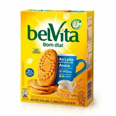 BISCOITO BELVITA AO LEITE COM AVEIA 75G - 3 PACOTINHOS COM 25G CADA