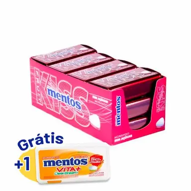 MENTOS KISS LATINHA MORANGO CONTENDO 12 LATAS DE 35G CADA
