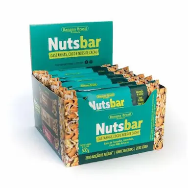 NUTS BAR CASTANHAS, COCO E NIBS DE CACAU ZERO AçúCAR CONTENDO 12 UNIDADES DE 25G CADA