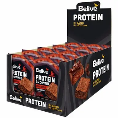 BROWNIE 6G PROTEIN DOUBLE CHOCOLATE SEM LACTOSE, SEM GLúTEN, SEM AçúCAR BELIVE CONTENDO 10 UNIDADES DE 40G CADA