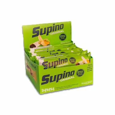 BARRA DE FRUTAS SUPINO BANANA COBERTO COM CHOCOLATE BRANCO TRADICIONAL COM 16 UNIDADES DE 24G CADA