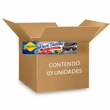 BISCOITO RECHEADO DARK VANILLA ZERO LACTOSE, ZERO AçúCAR LOWçUCAR CONTENDO 3 PACOTES DE 120G CADA