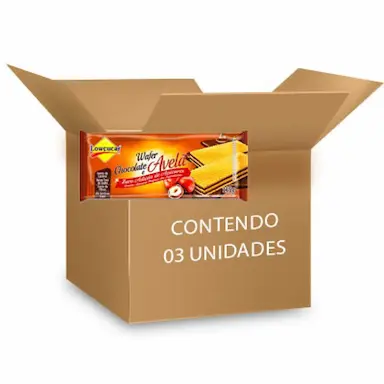 BISCOITO WAFER CHOCOLATE E AVELã ZERO LACTOSE, ZERO AçúCAR LOWçUCAR CONTENDO 3 PACOTES DE 115G CADA