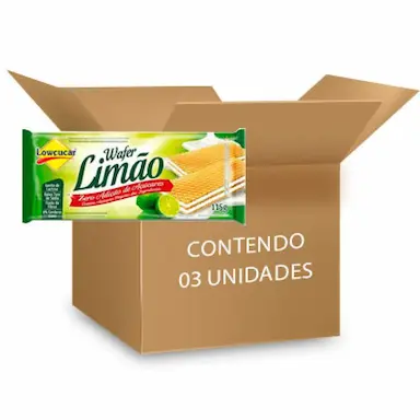 BISCOITO WAFER LIMãO ZERO LACTOSE, ZERO AçúCAR LOWçUCAR CONTENDO 3 PACOTES DE 115G CADA