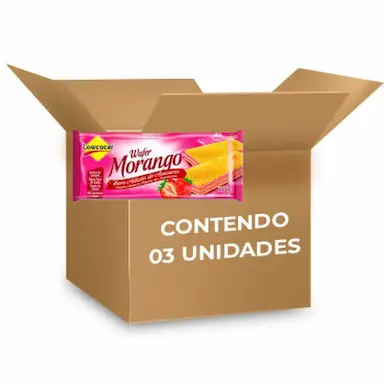 BISCOITO WAFER MORANGO ZERO LACTOSE, ZERO AçúCAR LOWçUCAR CONTENDO 3 PACOTES DE 115G CADA