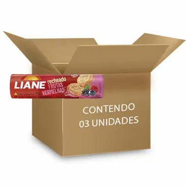 BISCOITO RECHEADO SEM LACTOSE FRUTAS VERMELHAS LIANE CONTENDO 3 PACOTES DE 115G CADA