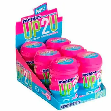 MENTOS POTE PURE FRUIT UP2U MENTA E TUTTI-FRUTTI CONTENDO 6 FRASCOS COM 28 UNIDADES CADA