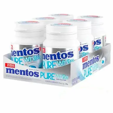 MENTOS POTE PURE WHITE MENTA CONTENDO 6 FRASCOS COM 28 UNIDADES CADA