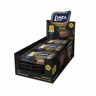 CHOCOLATE DARK LINEA 50% CACAU, ZERO AçúCAR CONTENDO 15 UNIDADES DE 13G CADA