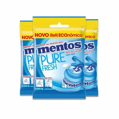 MENTOS BAG REFIL FRESH MINT ZERO AçúCAR 3 UN DE 56G CADA
