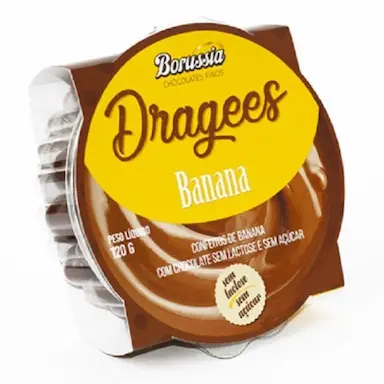 DRáGEAS CHOCOLATE COM BANANA ZERO AçúCAR, ZERO LACTOSE BORUSSIA 120G