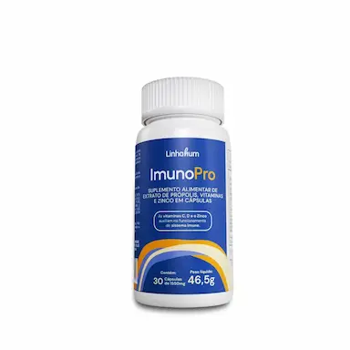EXTRATO DE PRÓPOLIS  VERDE COM  VITAMINAS C, D E ZINCO - IMUNOPRO - LINHAHUM 30 CÁPSULAS