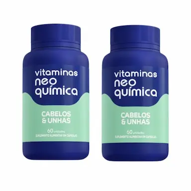 KIT 2 SUPLEMENTO VITAMINA CABELOS E UNHAS 60CP - NEO QUIMICA