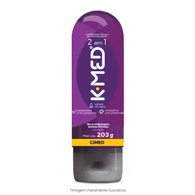 GEL LUBRIFICANTE ÍNTIMO K-MED 2 EM 1 203G