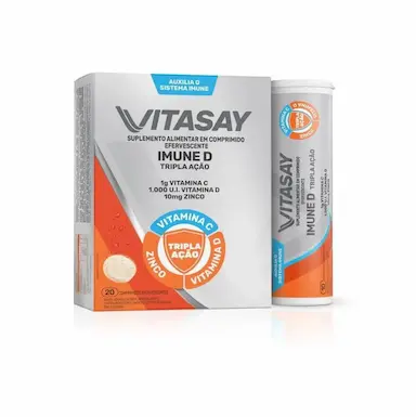 SUPLEMENTO ALIMENTAR VITASAY IMUNE D TRIPLA AçãO 20 COMPRIMIDOS EFERVESCENTES